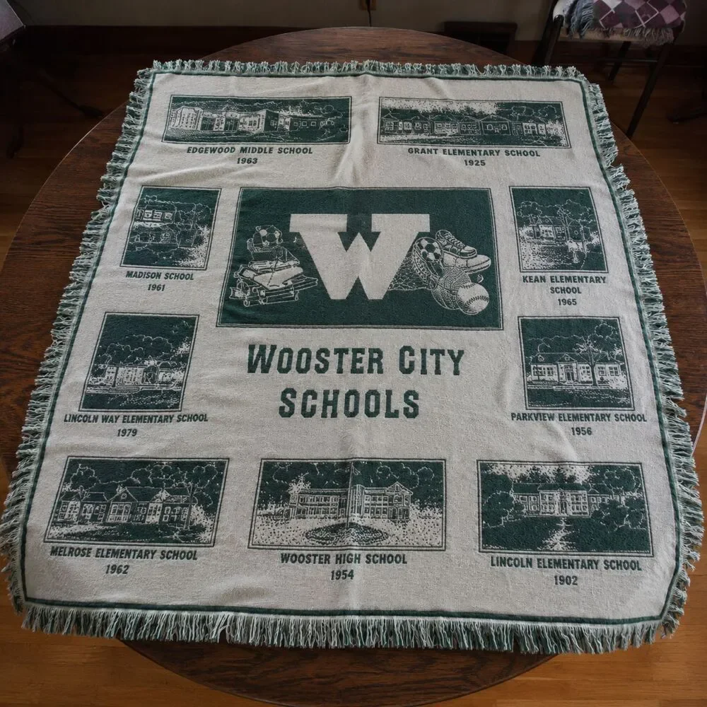 Wooster City Schools Ohio Woven Tapestry Throw Blanket Alumni School Vintage